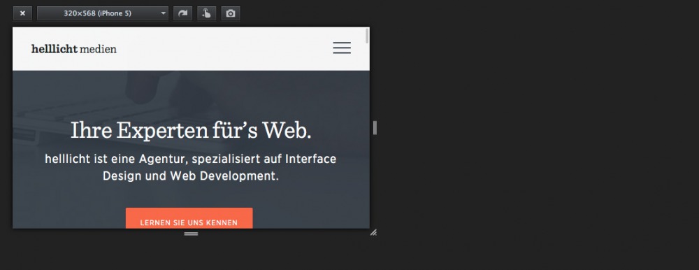 Screenshot des Firefox-Tools zum Testen verschiedener Bildgrößen
